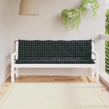 ARDEBO.de - Gartenbank-Auflagen 2 Stk. Schwarz Karomuster Oxford-Gewebe