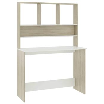 Schreibtisch mit Regalen Weiß Sonoma-Eiche 110x45x157 cm