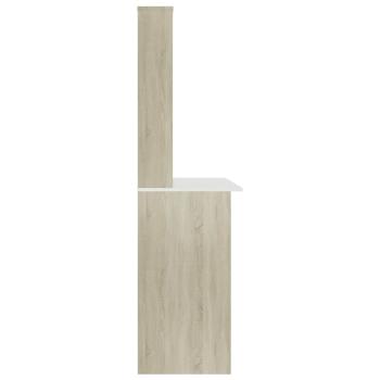 Schreibtisch mit Regalen Weiß Sonoma-Eiche 110x45x157 cm