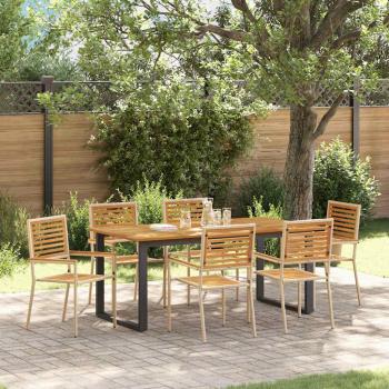 ARDEBO.de - Garten Essgruppe 7 stk. Beige Massivholz Akazie