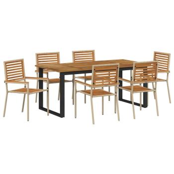 Garten Essgruppe 7 stk. Beige Massivholz Akazie