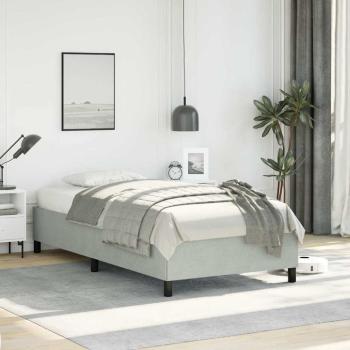 ARDEBO.de - Bettgestell ohne Matratze Hellgrau 100x203 cm Twin XL Samt