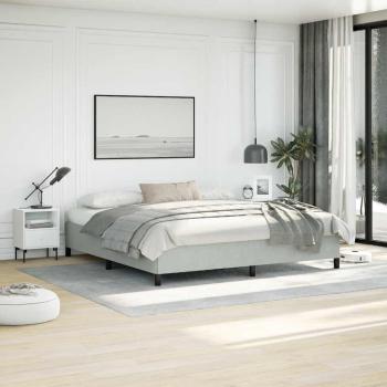 ARDEBO.de - Bettgestell ohne Matratze Hellgrau 193x203 cm King-Size Samt