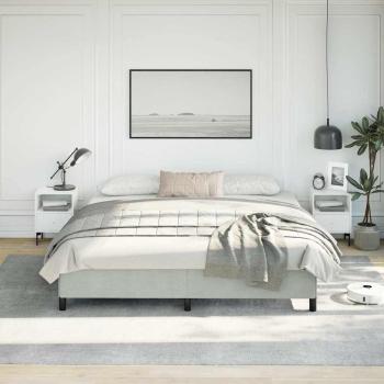 Bettgestell ohne Matratze Hellgrau 193x203 cm King-Size Samt