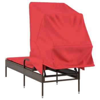 Sonnenliege mit Sonnendach Braun Polyrattan