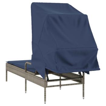 Sonnenliege mit Sonnendach Grau Poly-Rattan