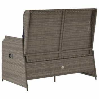 Gartenbank mit Liegefunktion und Kissen Grau Polyrattan