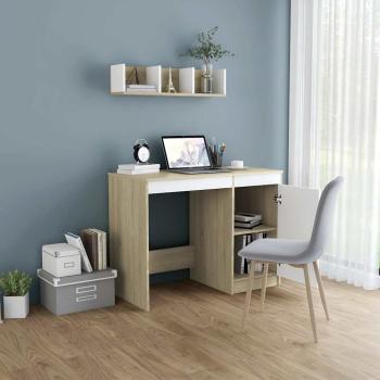 Schreibtisch Weiß Sonoma-Eiche 100x50x76 cm Holzwerkstoff