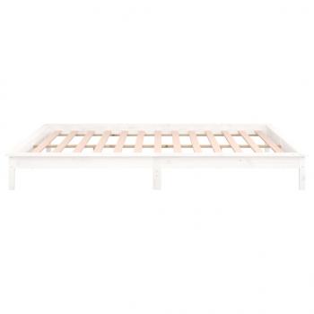 Massivholzbett mit LED-Beleuchtung Weiß 160x200 cm