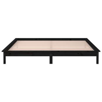 ARDEBO.de - Massivholzbett mit LEDs Schwarz 160x200 cm