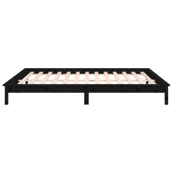 Massivholzbett mit LEDs Schwarz 160x200 cm