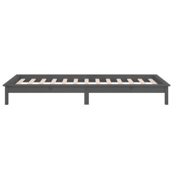 ARDEBO.de - Massivholzbett mit LEDs Grau 75x190 cm