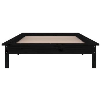 Massivholzbett mit LEDs Schwarz 90x190 cm
