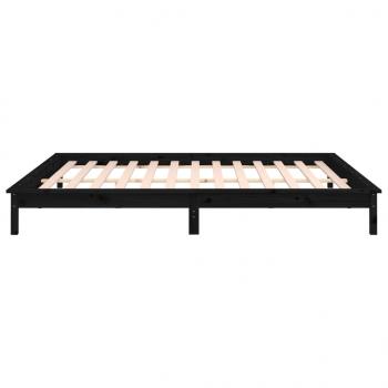 Massivholzbett mit LEDs Schwarz 140x190 cm