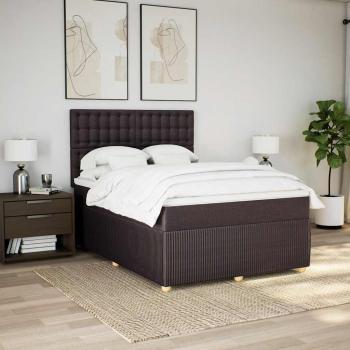 ARDEBO.de - Boxspringbett mit Matratze Dunkelbraun 160x200 cm Stoff
