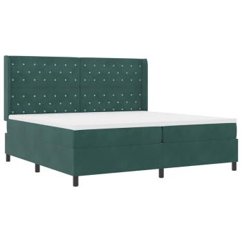 Boxspringbett mit Matratze mit LED Dunkelgrün 200 x 200 cm Samt