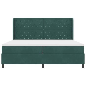 Boxspringbett mit Matratze mit LED Dunkelgrün 200 x 200 cm Samt