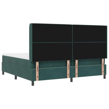 Boxspringbett mit Matratze mit LED Dunkelgrün 200 x 200 cm Samt