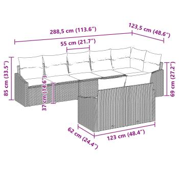 Sofa Set mit Kissen 8 pcs Schwarz Poly-Rattan