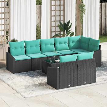 ARDEBO.de - Sofa Set mit Kissen 9 pcs Schwarz Poly Rattan