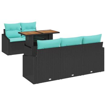Garten Essgruppe mit Kissen 6 pcs Schwarz und Teal