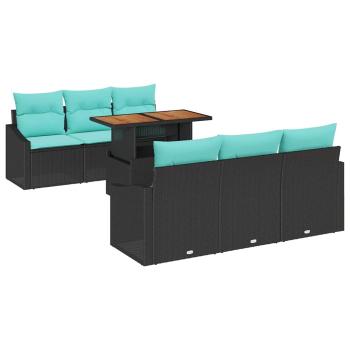 Garten Essgruppe mit Kissen 7 pcs Schwarz und Teal