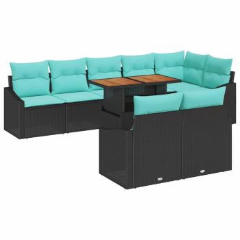 Garten Essgruppe mit Kissen 9 pcs Schwarz und Teal