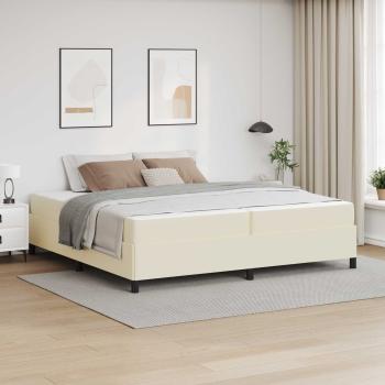 ARDEBO.de - Bettrahmen mit Matratze Creme 200 x 200 cm Stoff