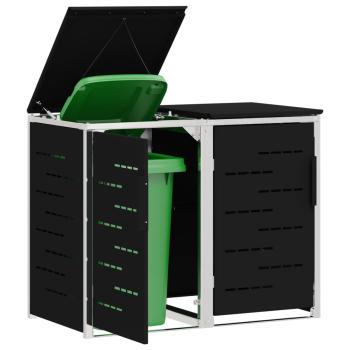 Mülltonnenbox for 2 Bins 240L Edelstahl Schwarz