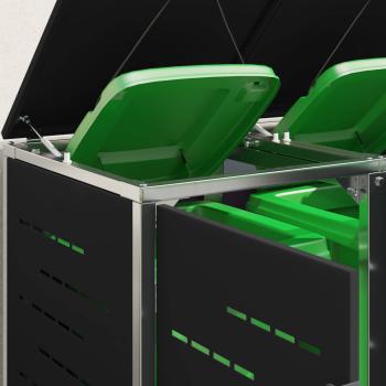 Mülltonnenbox for 2 Bins 240L Edelstahl Schwarz