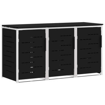 Mülltonnenbox for 3 Bins 240L Edelstahl Schwarz