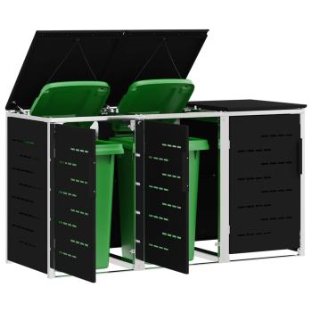 Mülltonnenbox for 3 Bins 240L Edelstahl Schwarz