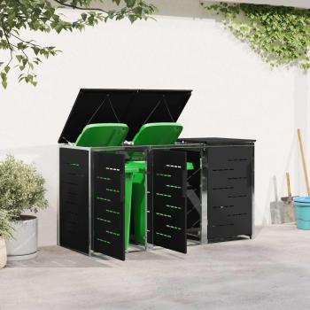 Mülltonnenbox for 3 Bins 240L Edelstahl Schwarz
