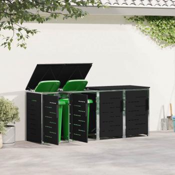Mülltonnenbox for 4 Bins 240L Edelstahl Schwarz