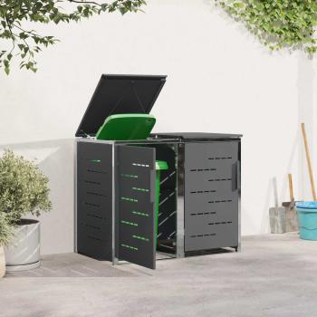 Mülltonnenbox for 2 Bins 240L Edelstahl Anthrazit
