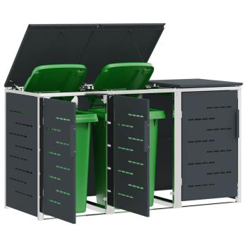 Mülltonnenbox for 3 Bins 240L Edelstahl Anthrazit