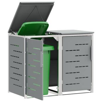 Mülltonnenbox for 2 Bins 240L Edelstahl Grau