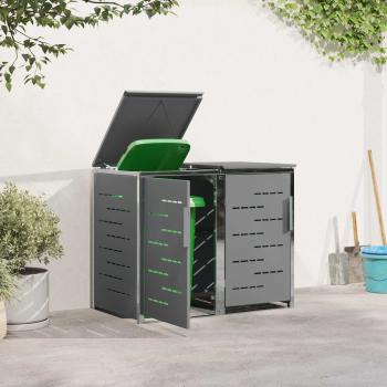 Mülltonnenbox for 2 Bins 240L Edelstahl Grau