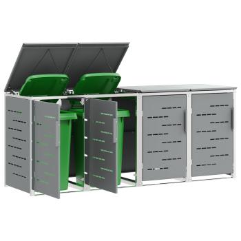 Mülltonnenbox for 4 Bins 240L Edelstahl Grau