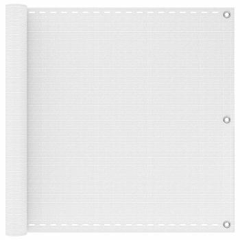 ARDEBO.de - Balkonsichtschutz Weiß 90 x 1000 cm HDPE und Aluminium