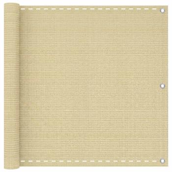 ARDEBO.de - Balkonsichtschutz Beige 90 x 1200 cm HDPE und Aluminium