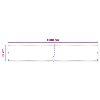Balkonsichtschutz Hellgrau 90 x 1000 cm HDPE und Aluminium
