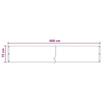 Balkonsichtschutz Rechteckig 75 x 600 cm HDPE und Aluminium