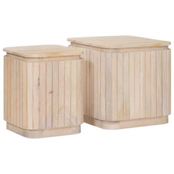 ARDEBO.de - Handgefertigtes Beistelltisch-Set 2 stk. Weiß 45 x 45 x 45 cm