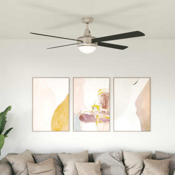 ARDEBO.de - Deckenventilator mit Licht und Fernbedienung Ø 130 cm Schwarz