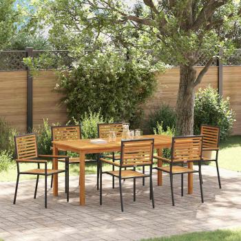 ARDEBO.de - Garten Essgruppe 7 stk. Schwarz Massivholz Akazie