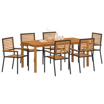 Garten Essgruppe 7 stk. Schwarz Massivholz Akazie