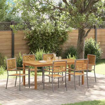 ARDEBO.de - Garten Essgruppe 7 Stk. Grau Massivholz Akazie
