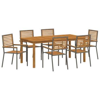 Garten Essgruppe 7 Stk. Grau Massivholz Akazie