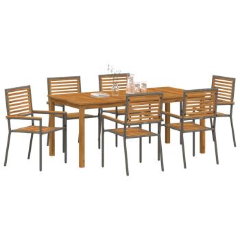 Garten Essgruppe 7 Stk. Grau Massivholz Akazie